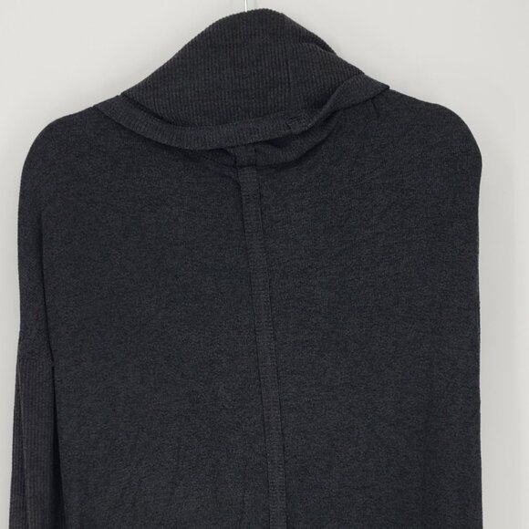 Bordeaux Anthropologie Ribbed Cowl Neck Tunic Top S Long Sleeves Charcoal Gray - Picture 7 of 9